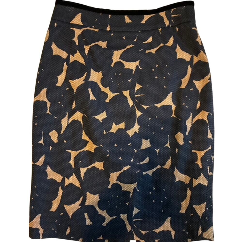 Boden Black and Tan Floral Print Pencil Skirt Size 4